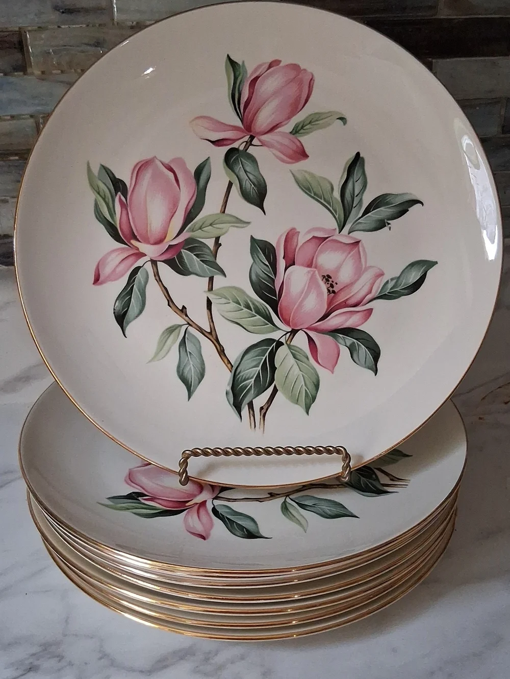 8 Vintage Homer Laughlin Rhythm Pink Magnolia 10 1/8